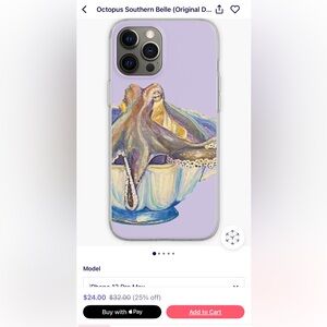 iPhone 12 Max Pro- Southern Belle Octopus Case in Pastel Purple and Blue